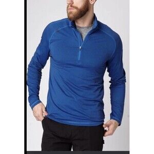 Rhone Sequoia Men's Blue Performance Pullover 1/4 Zip Polo Shirt L